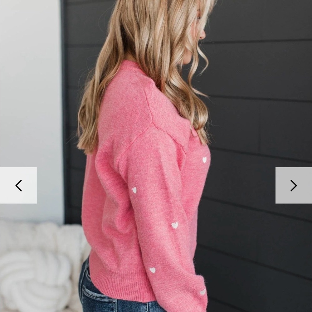 NWOT Staccato Pink Heart Sweater,M/L - Picture 3 of 8
